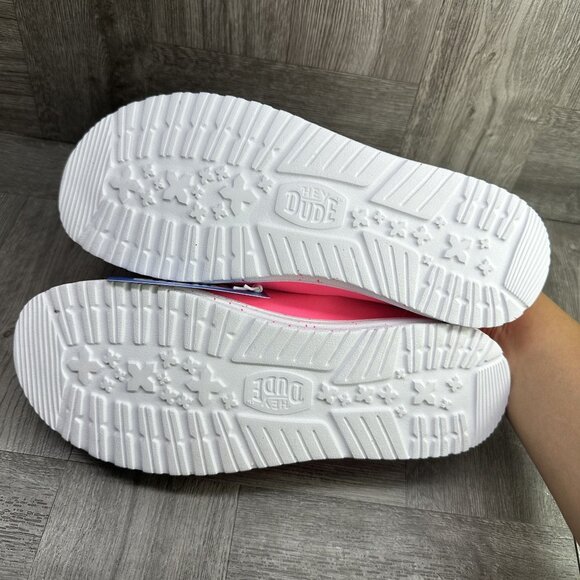 Hey Dude Slip Stretch Women's size 7 Canvas Hot Pink Mules - Picture 7 of 7
